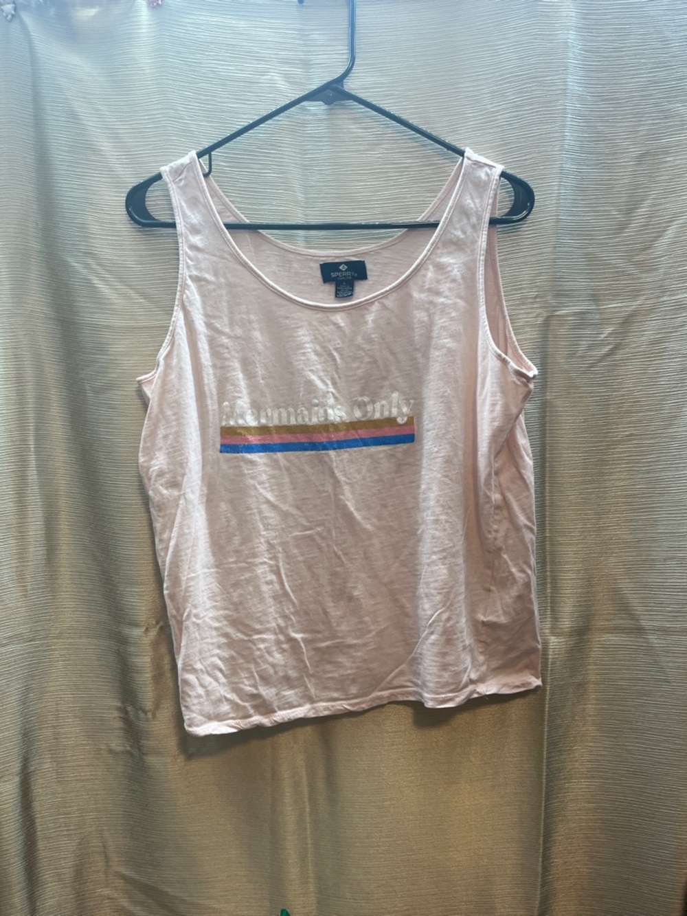 Sperry Pale Pink Graphic Scoop Neck Tank with Metallic Stripe